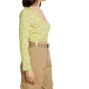 BP. Surplice V-Neck Crop Top Green Hannah Kate